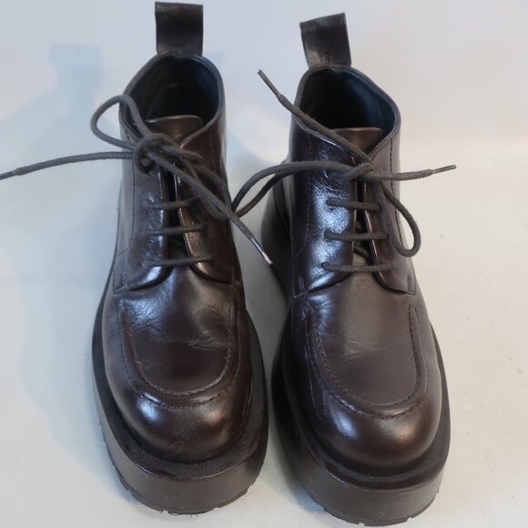 Womens Paloma Barcelo Dark Brown Leather Platform Shoe Bootie 38 US/7.5 - 8 - Picture 1 of 16